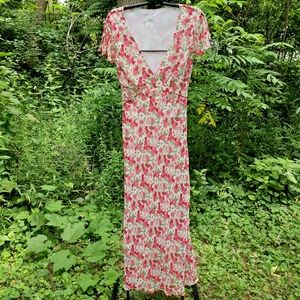 Vtg 90s Floral Maxi Dress Made in Canada